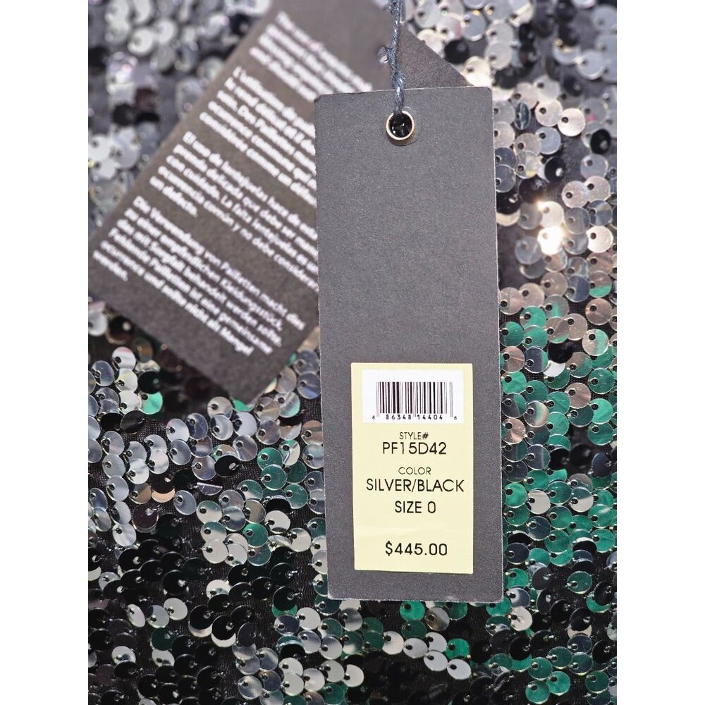 NWT Rachel Zoe Women's Muse Silver/Black Sequin Party Prom Mini Dress Sz 0 2214 - Picture 8 of 14
